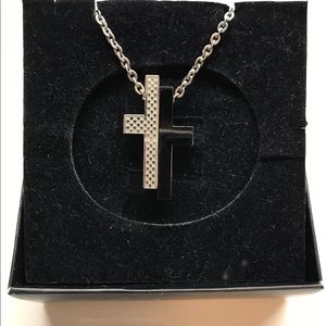 Vintage CUBIC Alliance Split Cross Pendant Necklace Chain
